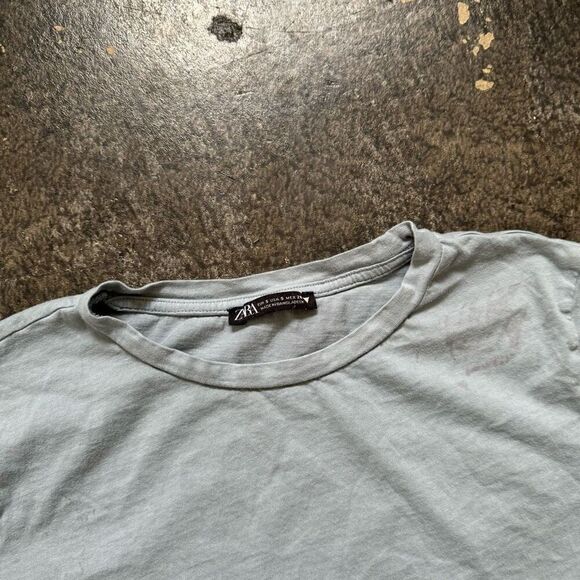 Zara Women’s Short Sleeve Blue T-Shirt Size Small Essential Basic Style - Picture 2 of 10